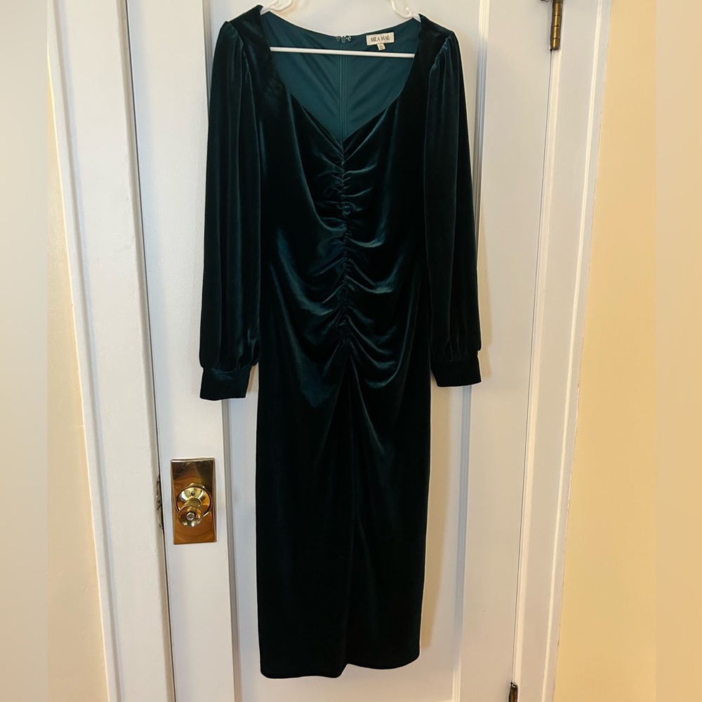 Green Velvet Midi Dress